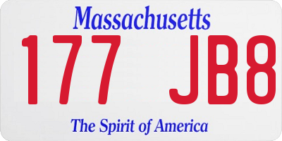 MA license plate 177JB8