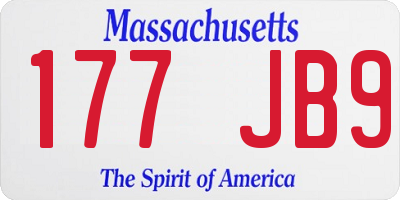 MA license plate 177JB9