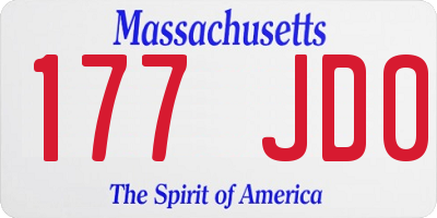 MA license plate 177JD0