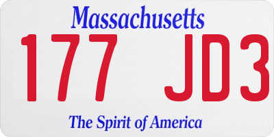 MA license plate 177JD3