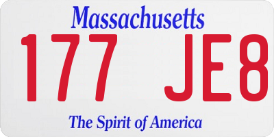 MA license plate 177JE8