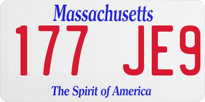MA license plate 177JE9