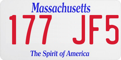 MA license plate 177JF5
