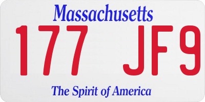 MA license plate 177JF9