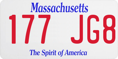 MA license plate 177JG8
