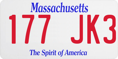 MA license plate 177JK3