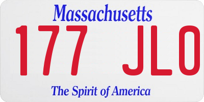 MA license plate 177JL0