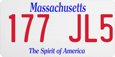 MA license plate 177JL5