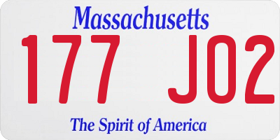 MA license plate 177JO2