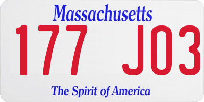 MA license plate 177JO3
