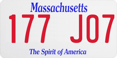 MA license plate 177JO7