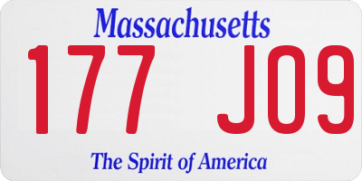 MA license plate 177JO9