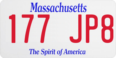 MA license plate 177JP8