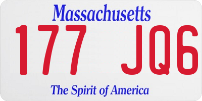 MA license plate 177JQ6
