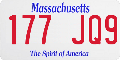 MA license plate 177JQ9