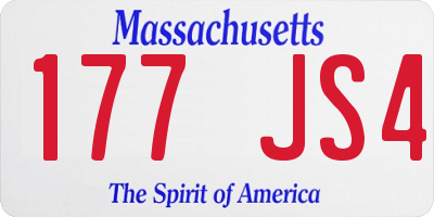MA license plate 177JS4