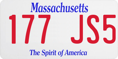 MA license plate 177JS5
