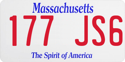 MA license plate 177JS6