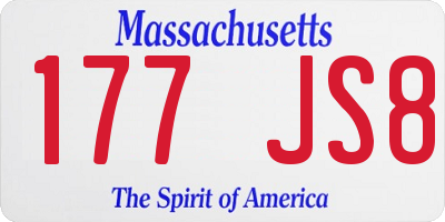 MA license plate 177JS8
