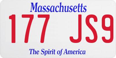 MA license plate 177JS9