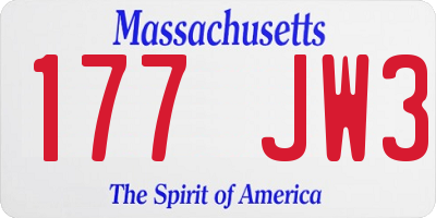 MA license plate 177JW3