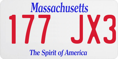 MA license plate 177JX3