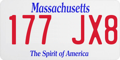 MA license plate 177JX8