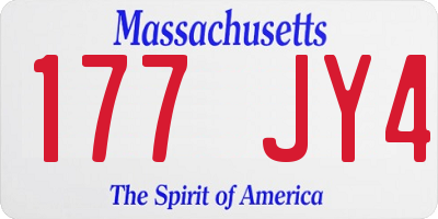 MA license plate 177JY4