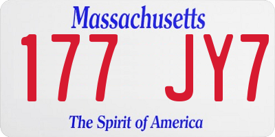 MA license plate 177JY7