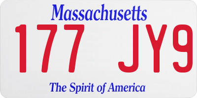 MA license plate 177JY9