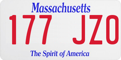 MA license plate 177JZ0