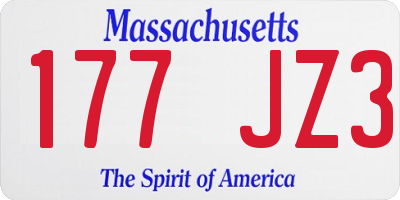 MA license plate 177JZ3