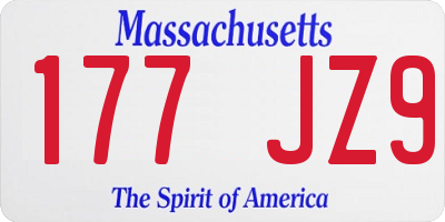 MA license plate 177JZ9
