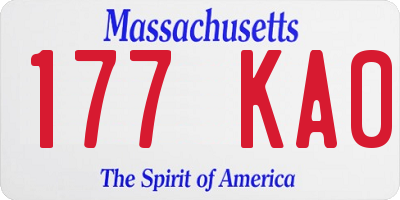 MA license plate 177KA0
