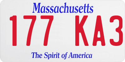 MA license plate 177KA3