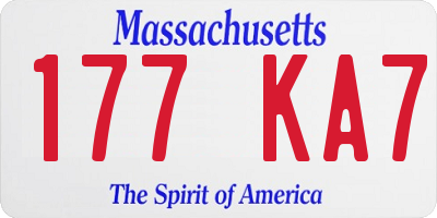 MA license plate 177KA7