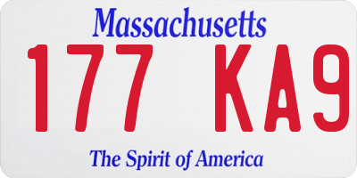 MA license plate 177KA9