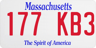 MA license plate 177KB3