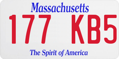 MA license plate 177KB5