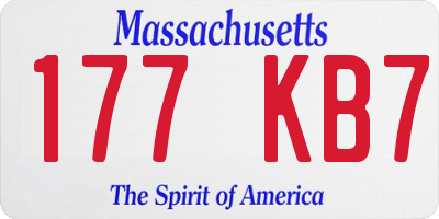 MA license plate 177KB7