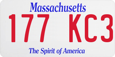 MA license plate 177KC3