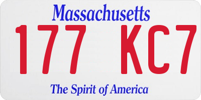 MA license plate 177KC7