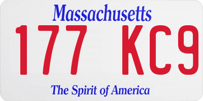 MA license plate 177KC9