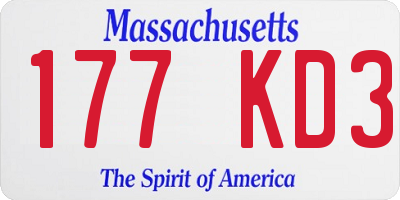 MA license plate 177KD3