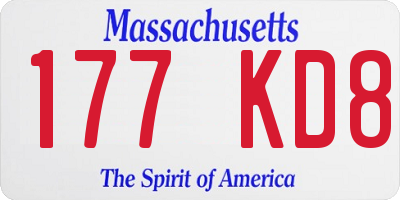 MA license plate 177KD8