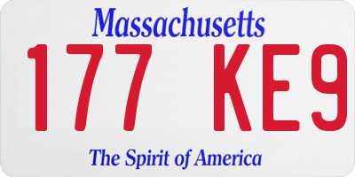 MA license plate 177KE9