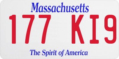 MA license plate 177KI9