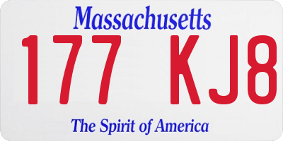 MA license plate 177KJ8