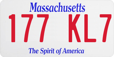 MA license plate 177KL7