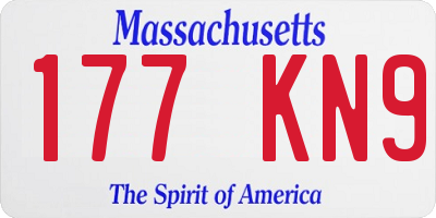 MA license plate 177KN9